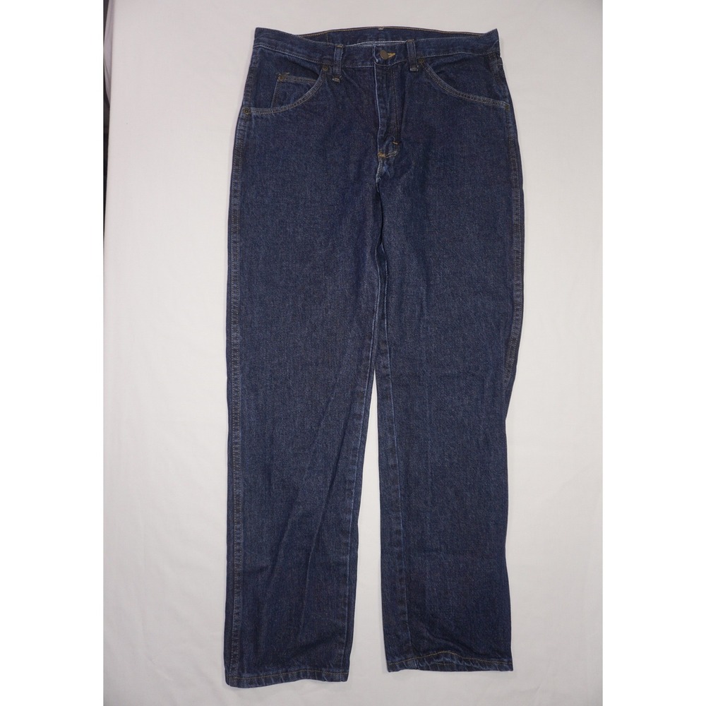 Wrangler 33x30 Blue Denim Jeans Authentic Hero Straight Leg